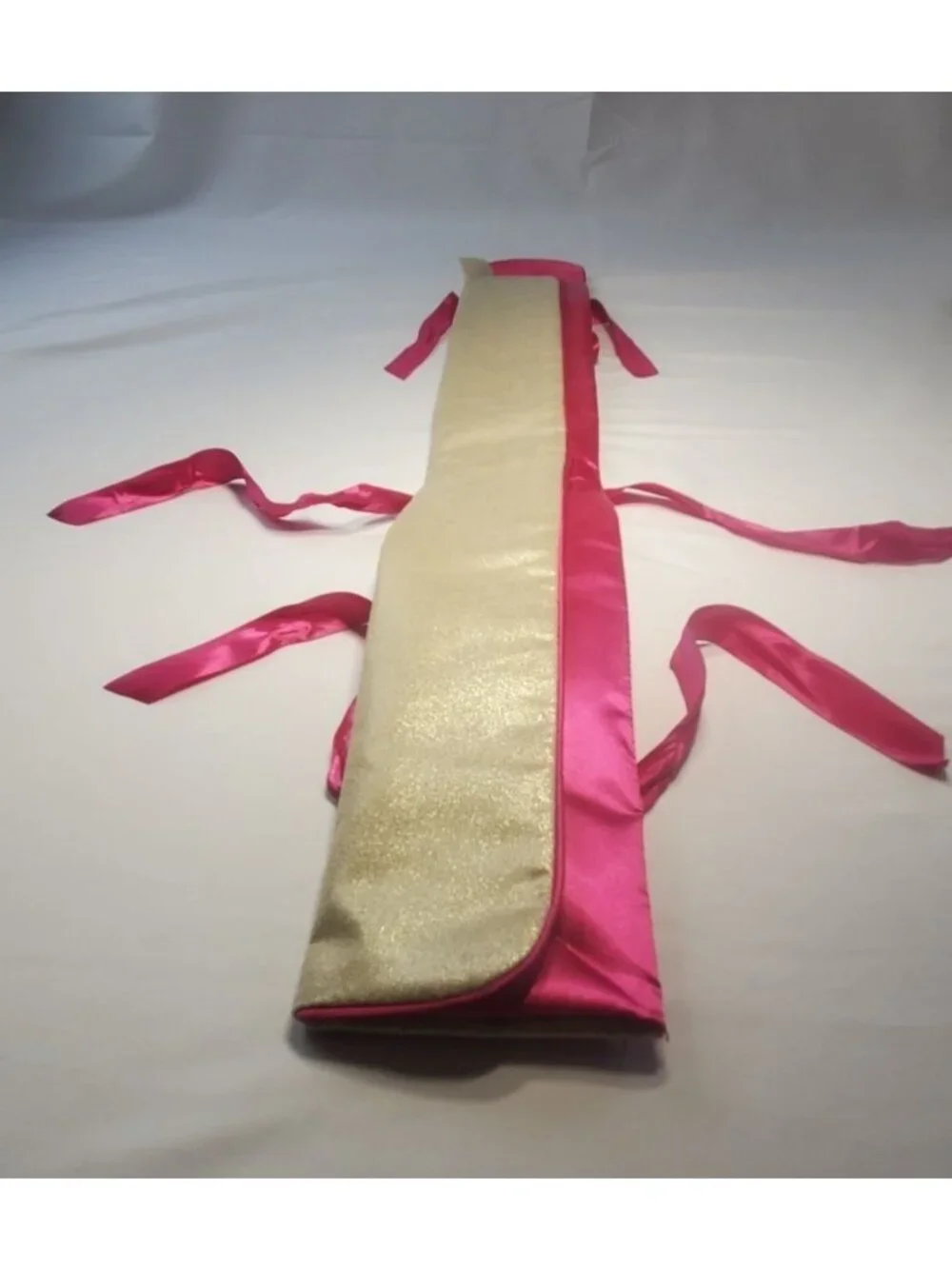Wig Hair Extension Cover Holder Gold Pink with Ribbons